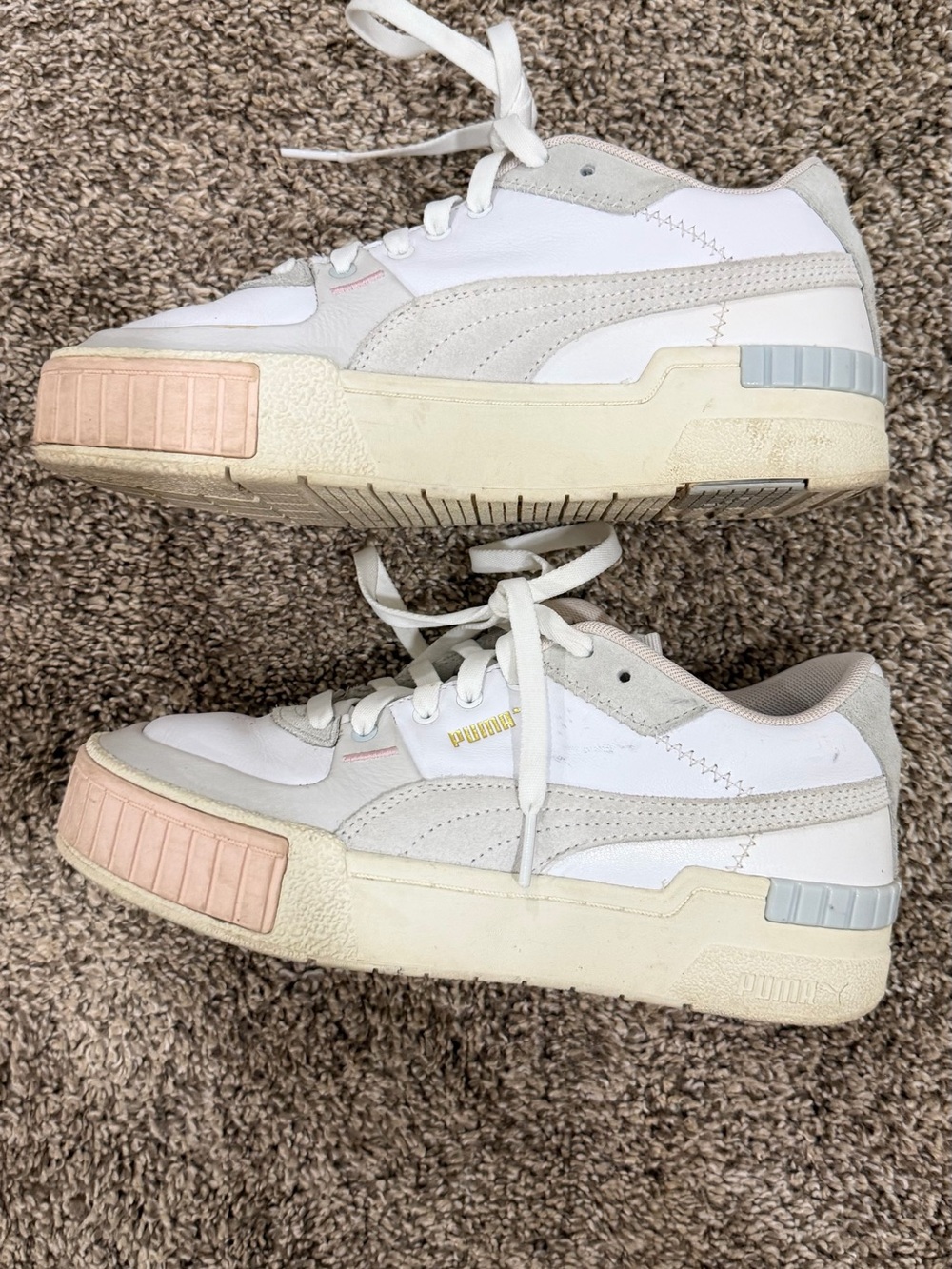 Puma Women's White platform Sneakers with Light Pink & Light Gray Accents